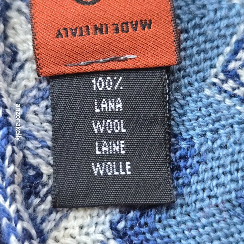 MIssoni 100% Wool Blue Zig Zag Scarf - Picture 3 of 15